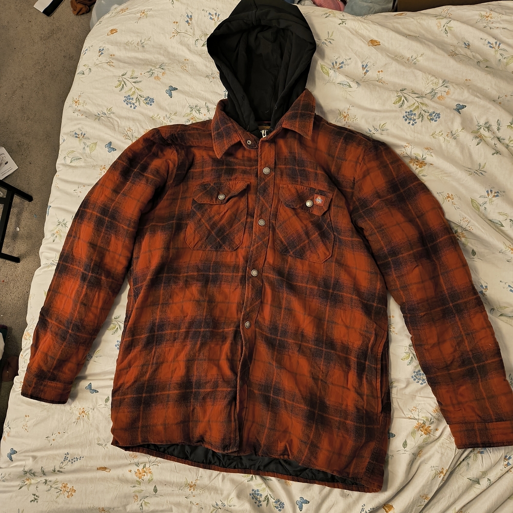 Dickies Red and Black Plaid Hooded Jacket
